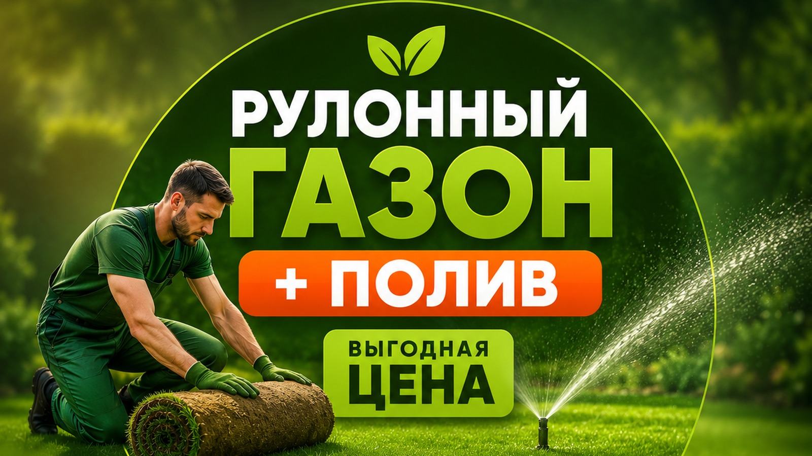 Рулонный газон и автополив в Курске