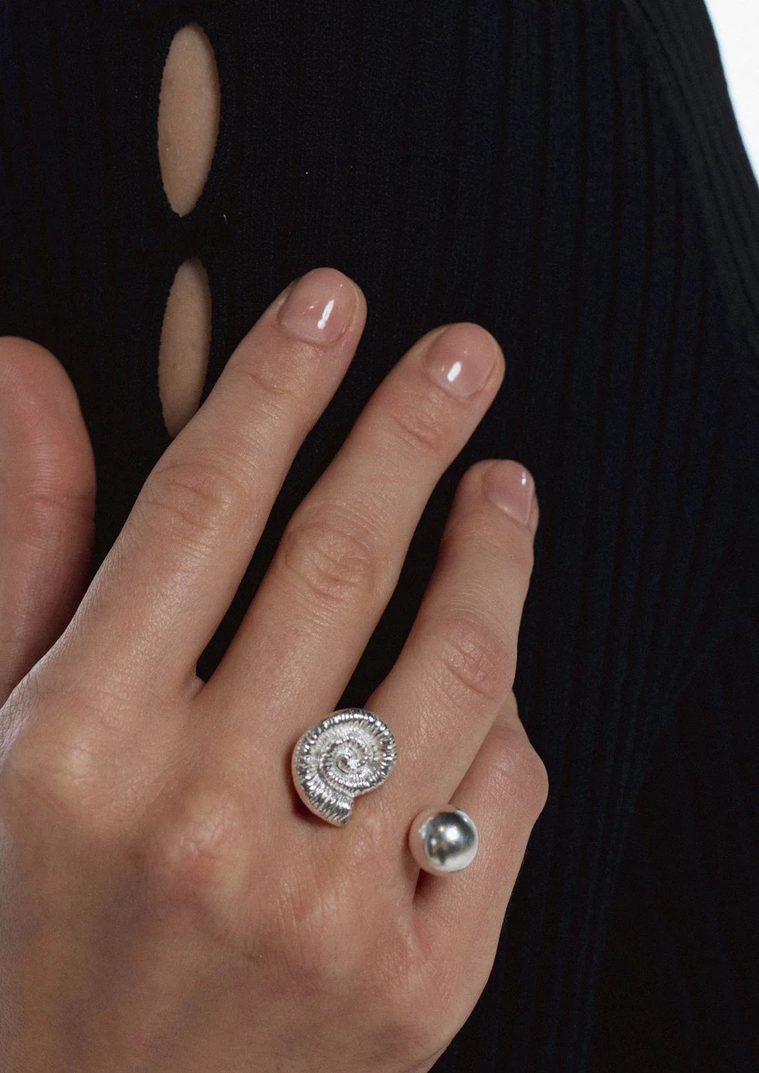 Sea Snail Open Ring Silver