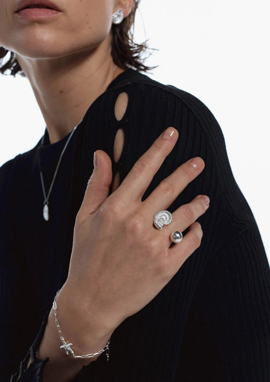 Sea Snail Open Ring Silver